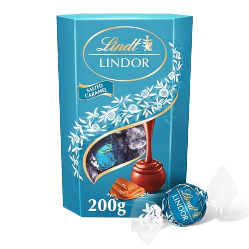 Image of Lindt Lindor Salted Caramel Milk Chocolate Truffles – 200g Box (Approx. 16 Balls) – Smooth Filling – Gift, Birthday, Congratulations Treat