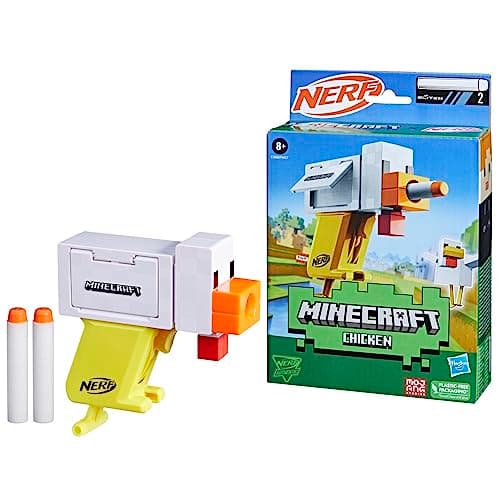 Image of Nerf Microshots Minecraft Chicken Blaster, Includes 2 Nerf Elite Foam Darts