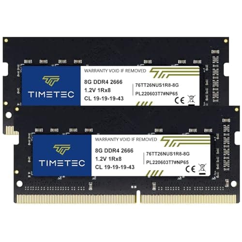 Image of Timetec 16GB KIT (2x8GB) DDR4 2666MHz (PC4-2666V) PC4-21300 SODIMM Laptop RAM – 260-Pin 1.2V CL19 Non-ECC Unbuffered Memory Module for Laptop, Notebook, Mini PC, All-in-One