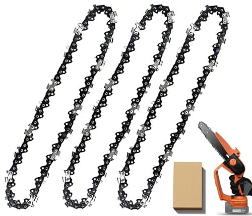 Image of 3 Pack 8 inch Chainsaw Chain for 8 Inch (20cm) Bar 33 Drive Links, 3/8inch Pitch, 0.050inch Gauge, Fits DOLMAR, Echo, Gardenline, Titan, Black & Decker and Other C10hainsaws