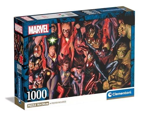 Image of Clementoni Jigsaw Puzzle Marvel The Avengers 1000 Pieces - Poster Included, Puzzle For Adults 14-99 Years, Gift For Men/Women, Super Hero, Made In Italy, 39857