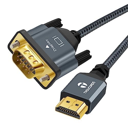 Image of Thsucords HDMI to VGA Cable 5M. Uni-Directional HDMI to VGA Cable (Male to Male) Compatible for Computer, Desktop, Laptop, PC, Monitor, Projector