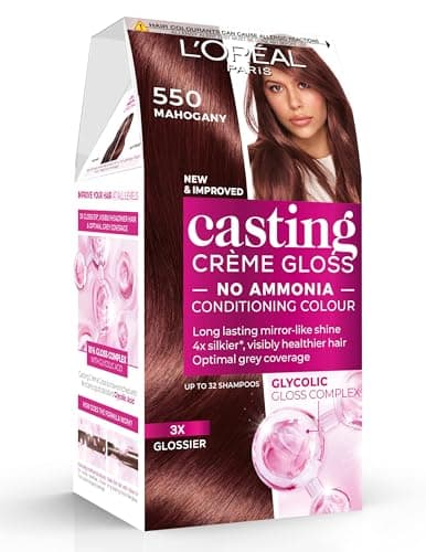 Image of L'Oréal Paris Casting Crème Gloss, Semi-Permanent Hair Dye, Radiant & Natural Colour, No-ammonia, Semi-Permanent Hair Colour Lasts 32 Washes, Shade: 550 Mahogany