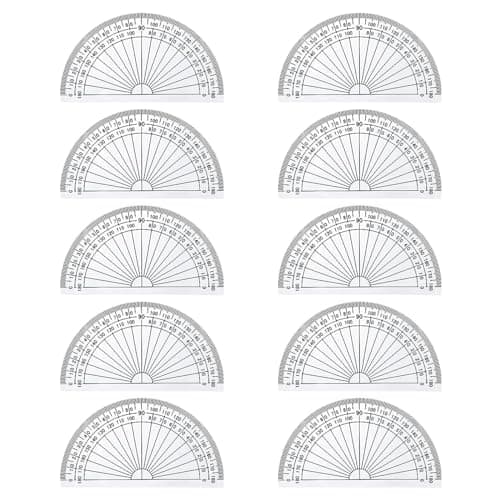 Image of 10Pcs Clear Measurement Protractor Useful Math Plastic Protractor Durable 180 Degrees Protractor Solve Math Problem for Homework Technical Students Protractor