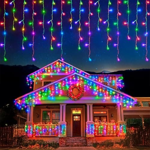 Image of EcoNour Icicle Lights Outdoor Christmas Lights 1000 LED 35M Multicolor Decorations String Fairy Lights with Timer for Xmas Garden & Party | Mains Powered Clear Cable