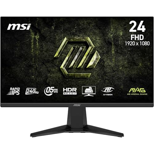Image of MSI MAG 245F X24 24-Inch Gaming Monitor, 1920x1080 FHD, Rapid IPS, 240Hz, 0.5ms, HDR ready, AMD FreeSync™ Premium, Eye care, AI vision, HDMI 2.0b, DP 1.2a, Frame-less, Vesa Mount, Black