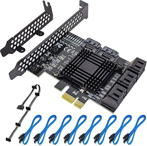 Image of ACTIMED PCIe 8-Port SATA 3.0 Controller Card with Low Profile Bracket, Supports 8 Devices, Compatible with Windows, MAC, Linux