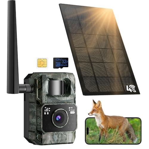 Image of MAXDONE 4G LTE Cellular Wildlife Camera - 2K 48MP Solar Trail Camera with Night Vision Motion Activated, IP66, 0.1s Trigger, Built-in 6000mAh Rechargeable Battery with SIM Card for Animal Monitoring