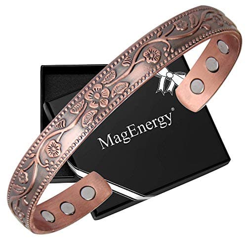 Image of MagEnergy Copper Magnetic Bracelet for Women, 99.99% Pure Copper Cuff Bangle with 3500 Gauss Magnets, Adjustable Brazaletes with Jewelry Box