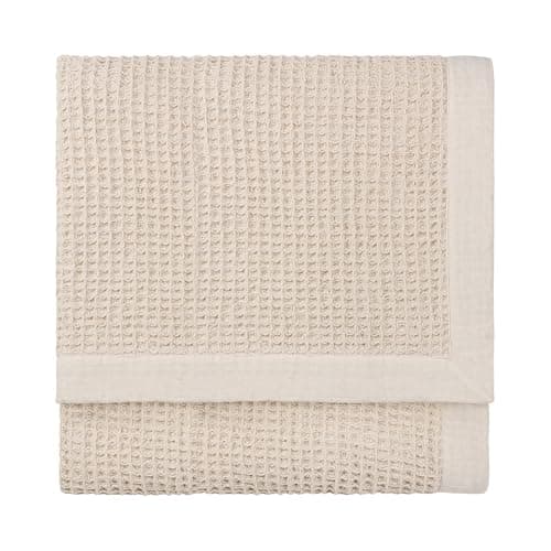 Image of furn. Yard Canopy Waffle Weave Throw – Chunky Cotton Waffle with Oxford Border (Natural – 240x260cm)