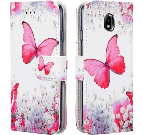 Image of NWNK13 For Galaxy J3 2017 / J330 Case Floral with Card Slots Magnetic Closure Kickstand Shockproof Protective Phone Case for Samsung J3 2017 Green