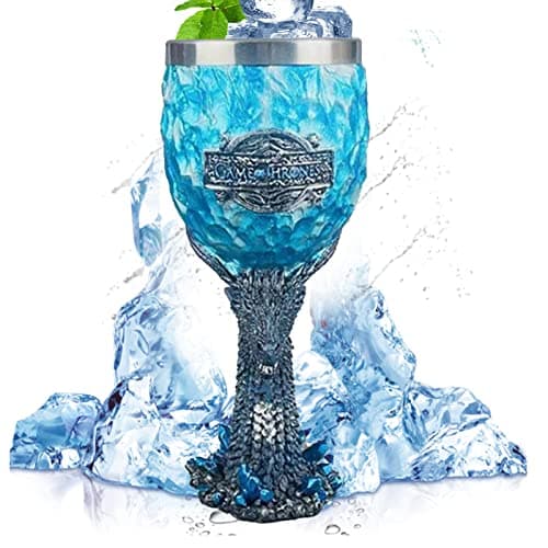 Image of Game of Thrones Goblet, Stark & Tully & Targaryen & Lannister & Baratheon Stainless Steel Resin 3D Coffee & Beer Mug Drinkware Mug (Blue Dragon)