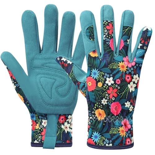 Image of Vyuwast Garden Gloves Womens Leather, Floral Gardening Glove Thorn Proof Ladies Garden Glove Gardening Working Gloves for Farm, Yard Cleaning, Pruning