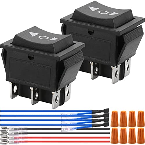 Image of Xiatiaosann 6 Pin 3 Position ON/Off/ON Momentary Toggle Switch - Polarity Reverse DC 12V 10A Motor Control AC 110V-220V DPDT Car Auto Boat Rocker Button with Wire, 2PCS