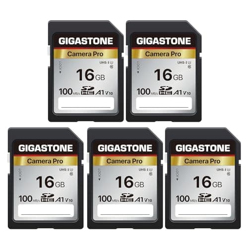 Image of 【5-Years Data Recovery】GIGASTONE SD Card 16GB 5-Pack, High-Speed 16GB SD Card Full HD Video Memory Card, Compatible with Canon Nikon Sony Panasonic Digital Camera, UHS-I SDHC V10 U1 Class 10