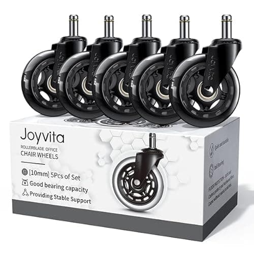 Image of Office Chair Wheels Stem diameter (10 mm) * Stem length (22 mm), Set of 5 Rubber Chair Castors Replacements for Hard Floors, Parquet, Carpet, Laminate - Only Compatible with IKEA Office Chairs