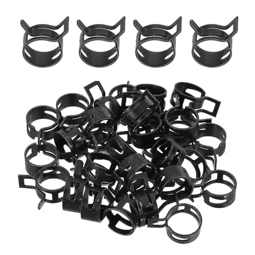 Image of PATIKIL Spring Band Hose Clamps, 32 Pcs for 14-15.5mm OD 0.5"(13mm) ID Manganese Steel Spring Clip Pipe for Fuel Line Silicone Vacuum Air Hose Tube Water Pipe, Black