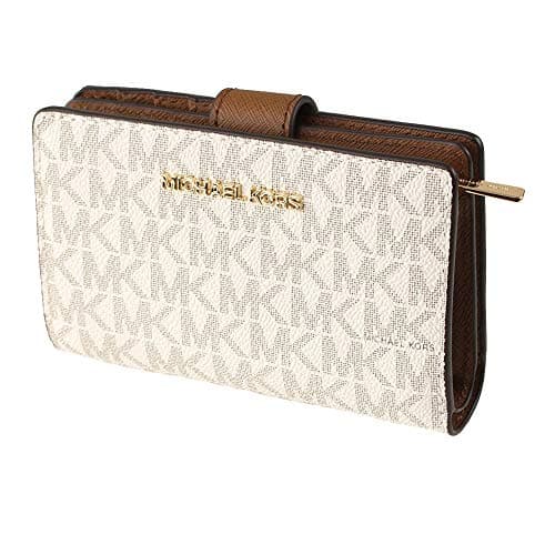 Image of Michael Kors Jet Set Travel Medium Bifold Zip Coin Wallet - Vanilla
