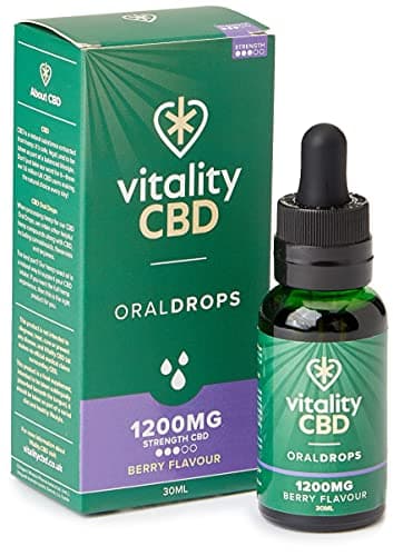 Image of Vitality CBD Oral Drops in hempseed Oil, 1200 mg, Berry, 30ml, NO THC