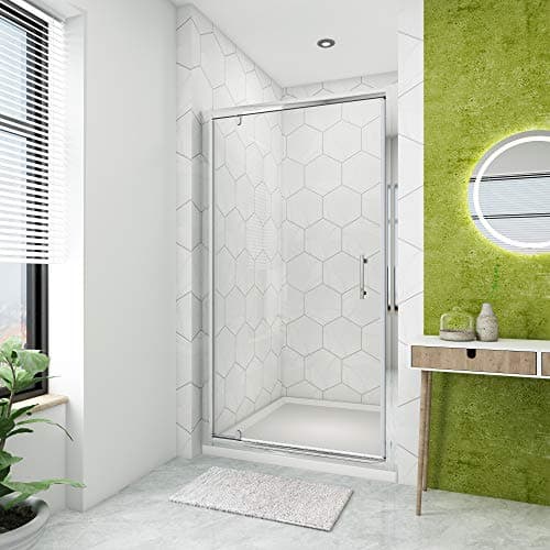 Image of ELEGANT 900mm Pivot Hinge Shower Door 6mm Safety Glass Reversible Shower Enclosure Cubicle