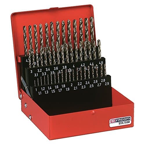 Image of FACOM Drill Bit Set, Pointed Angle 118 Diameter 1 mm - 5.9 mm, 50 Pieces, 1 Piece, 222A.TJ50
