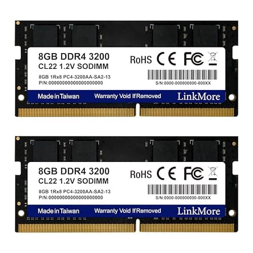 Image of LinkMore 16GB Kit (2 x 8GB) DDR4 3200MHz SODIMM (PC4-25600) CL22 1.2V Laptop Memory Module