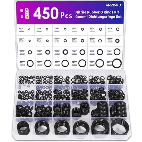 Image of ANVINKU 450PCS Nitrile Rubber O Rings, 24 Sizes Rubber Washers Assorted, Insulated O-Rings Seal Gasket Set, Sealing O-Ring Nitrile Rubbers, O-Ring Seal Assembly for Plumbing, Automotive