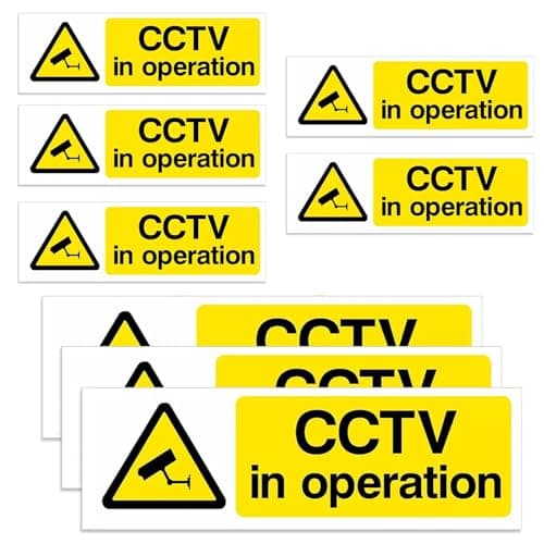 Image of Eastrise CCTV in Operation Signs, Self-Adhesive Warning Stickers,5 Pcs15x5 cm and 3 Pcs 30x10 cm,Security,Camera,Closed Circuit TV,Warning Safety