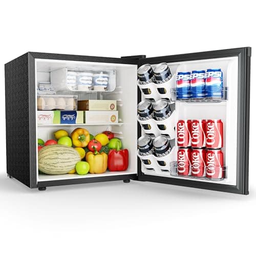 Image of EUHOMY 46L Mini Fridge - Small Table Top Fridge with Reversible Door & Chiller Box, 7-Level Adjustable Thermostat, Low Noise (38 dB) - Perfect for Bedroom & Office, Energy Efficient, Black