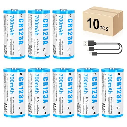 Image of HITRENDS CR123A Rechargeable Batteries with USB-C Charging Port – 700mAh 3V Lithium-Polymer Battery, 1000-3000 Cycles, Leak-Proof & Eco-Friendly for Cameras, Flashlights, Smoke Detector (10)