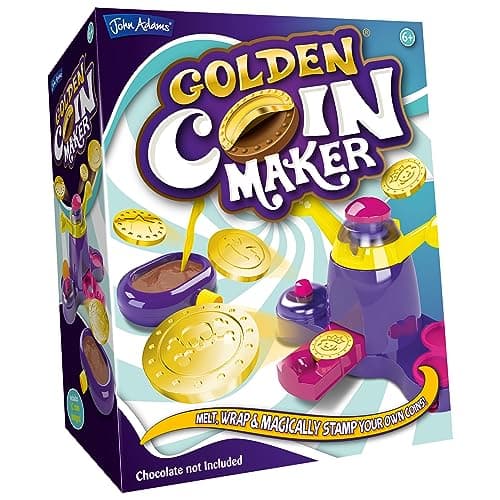 Image of John Adams Golden Coin Maker | Melt, Wrap & Stamp Your Own Golden Chocolate Coins | 12 Stamp Choices | Food Craft Treats | Age 6+ | Kids Gift Idea For Birthday & Christmas | Chocolate Not Included