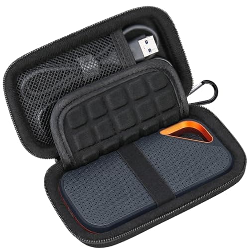 Image of Lacdo Hard Carrying Case for SanDisk Extreme Pro/SanDisk Extreme Portable External SSD 500GB 1TB 2TB 4TB USB-C Solid State Drive EVA Shockproof Protective Storage Travel Bag, Black+Black