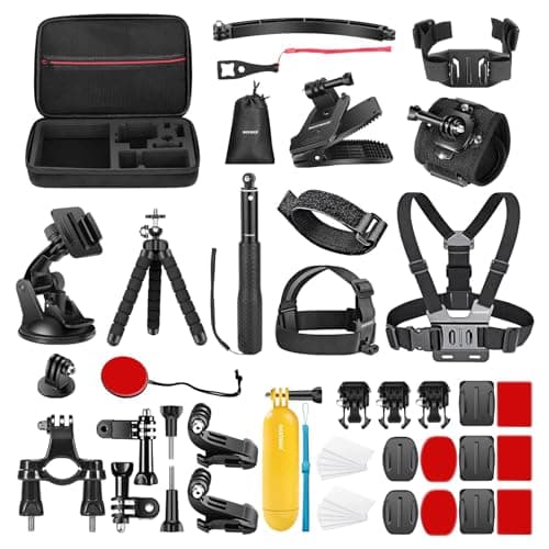 Image of NEEWER 50 in 1 Action Camera Accessory Kit Compatible with GoPro Hero 12 11 10 9 DJI OSMO 4 3 2 Insta360 X3 X2 GO 3 SJCAM DBPOWER AKASO VicTsing APEMAN WiMiUS QUMOX Lightdow Campark Sony Sports DV