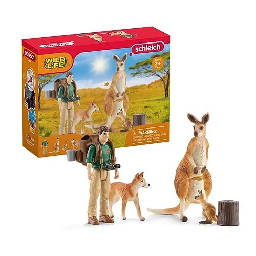 Image of SCHLEICH Wild Life 9-Piece Australian Animal Toy Playset for Boys and Girls Ages 3+, Outback Adventure with Kangaroo Toys