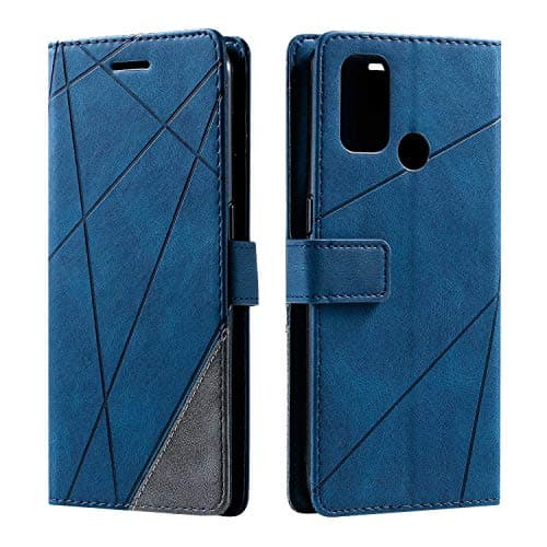 Image of SONWO Case for Oppo A53 2020 / Oppo A32 Case, Premium Leather Flip Wallet Case Magnetic Closure Card Slots Kickstand Phone Case for Oppo A53 2020 / Oppo A32, Blue