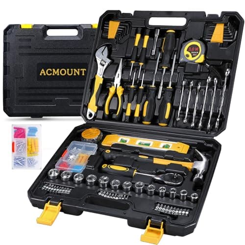 Image of Acmount 145-Piece Filled Tool Set | Workshop Case with Wrench, Hammer, Pliers, Screwdriver and Common Tools - Ideal for Workshop & Household