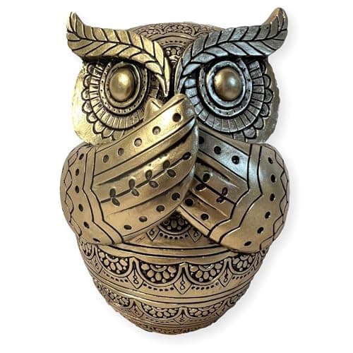 Image of Thorness Gold-Colored 13 cm Golden Owl Figurine - Ornament in Brilliant Gold Hue - Perfect for Home Décor