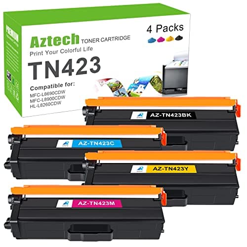 Image of AZTECH TN423 Compatible Toner Replacement for Brother TN-423 MFC-L8690CDW DCP-L8410CDW HL-L8260CDW HL-L8360CDW MFC-L8900CDW Black Cyan Yellow Magenta