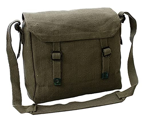 Image of Small Canvas Webbing Messenger Bag -Olive