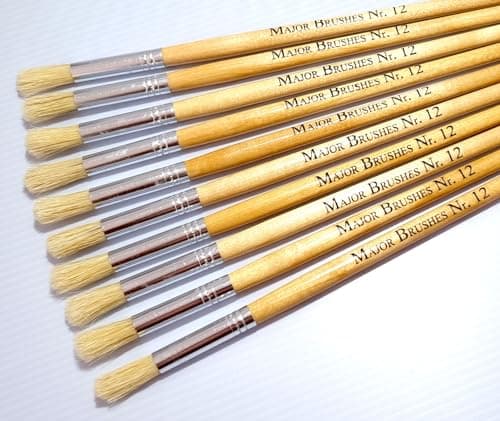 Image of Major Brushes Hog Bristle Long Round Brushes Size 12 - Pack of 10