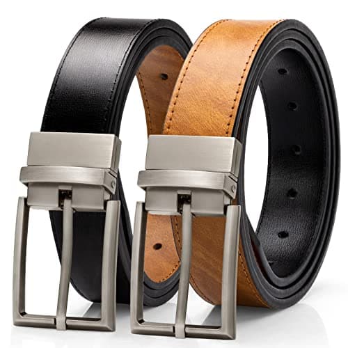 Image of Alphyly Reversible Leather Boss Men's Belts,Fits Suits and Jeans, Iteam Quantity One(not pack), Color Brown, Length105cm