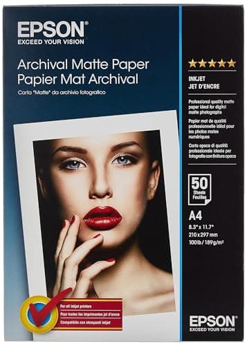 Image of Epson C13S041342 Archival Matte Paper, A4, 210 x 297mm, 189 g/m2, 50 Sheets, White