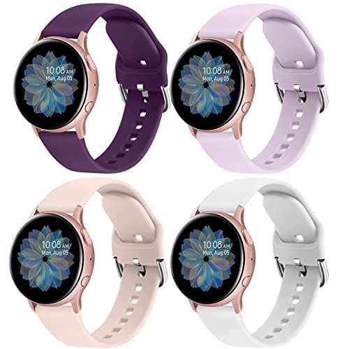 Image of Samsung Galaxy Watch 4 Strap 44mm 40mm/Classic 46mm 42mm for Women Men, 20mm Adjustable Silicone Replacement Band (Starlight, Small for 130mm - 175mm Wrist)