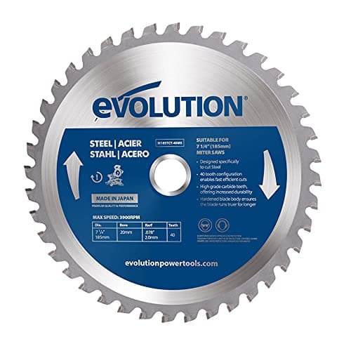 Image of Evolution Power Tools M185TCT-40MS Mild Steel Cutting TCT Mitre Saw Blade, Cold Metal Cutting, 40 Teeth, 185mm