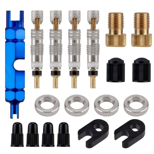 Image of 10pcs Presta and Schrader Valve Core Set with Removal Tool, Copper Tubeless Valve Cores Replacement Kit for Road MTB Bike Car ATV, Universal Tyre Valve Repair Tool