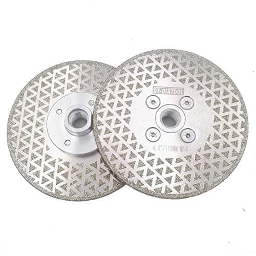 Image of DT-DIATOOL Diamond Cutting and Grinding Discs 2PCS 4.5 Inch / 115mm x M14 Both Side Coated Electroplated for Granite Tile Marble Stone