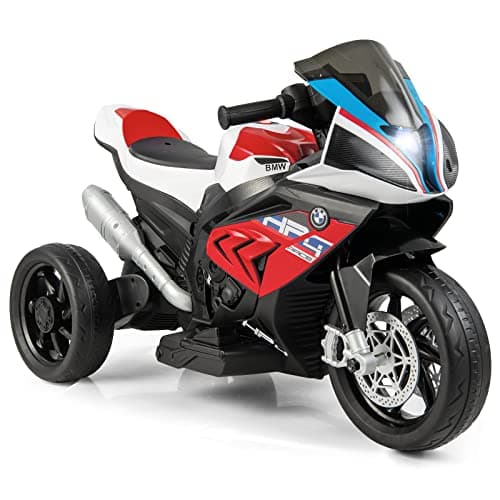 Image of COSTWAY 12V Kids Electric Motorbike, Licensed BMW Ride on Motorcycle with Headlight, Music, Horn, MP3, USB Port, Battery Powered Vehicle Toy for 37-96 Months (Red)