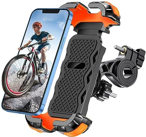Image of Glangeh Bike Phone Holder, [Secure Lock] 8S Quick Install Anti-fall Motorbike Phone Holder, 360° Rotating Bike Phone Mount for 4.7”-6.8” Phones, Cycling Handlebar Brake Adapter Fits Mountain/Scooter