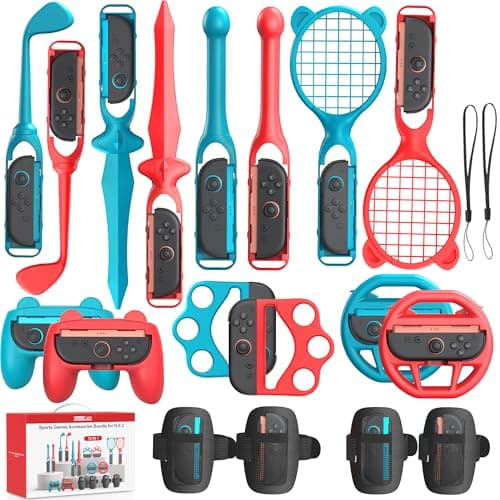 Image of STARTRC GAMES Switch 2 Sports Accessories Bundle for Nintendo Switch 2 (2025),18 in 1 Family Party Pack Games Accessories Set for Nintendo Switch 2 Sports Games