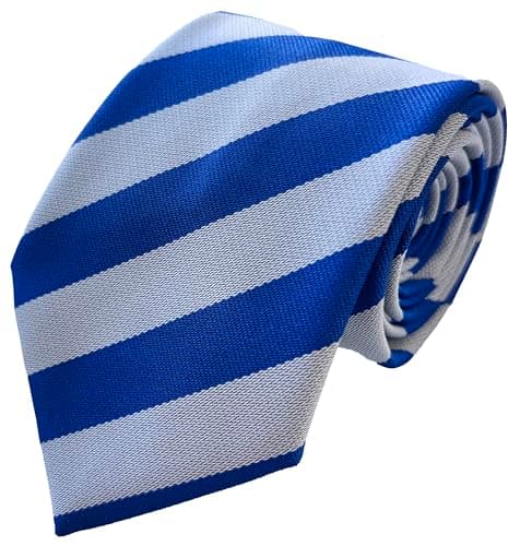 Image of Great British Tie Club School Ties (23 Block Stripe Colour Variations) (White & Royal)